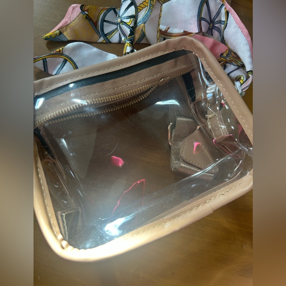 NWOT Buckle Transparent Crossbody Bag with Scarf Accent - Picture 6 of 8